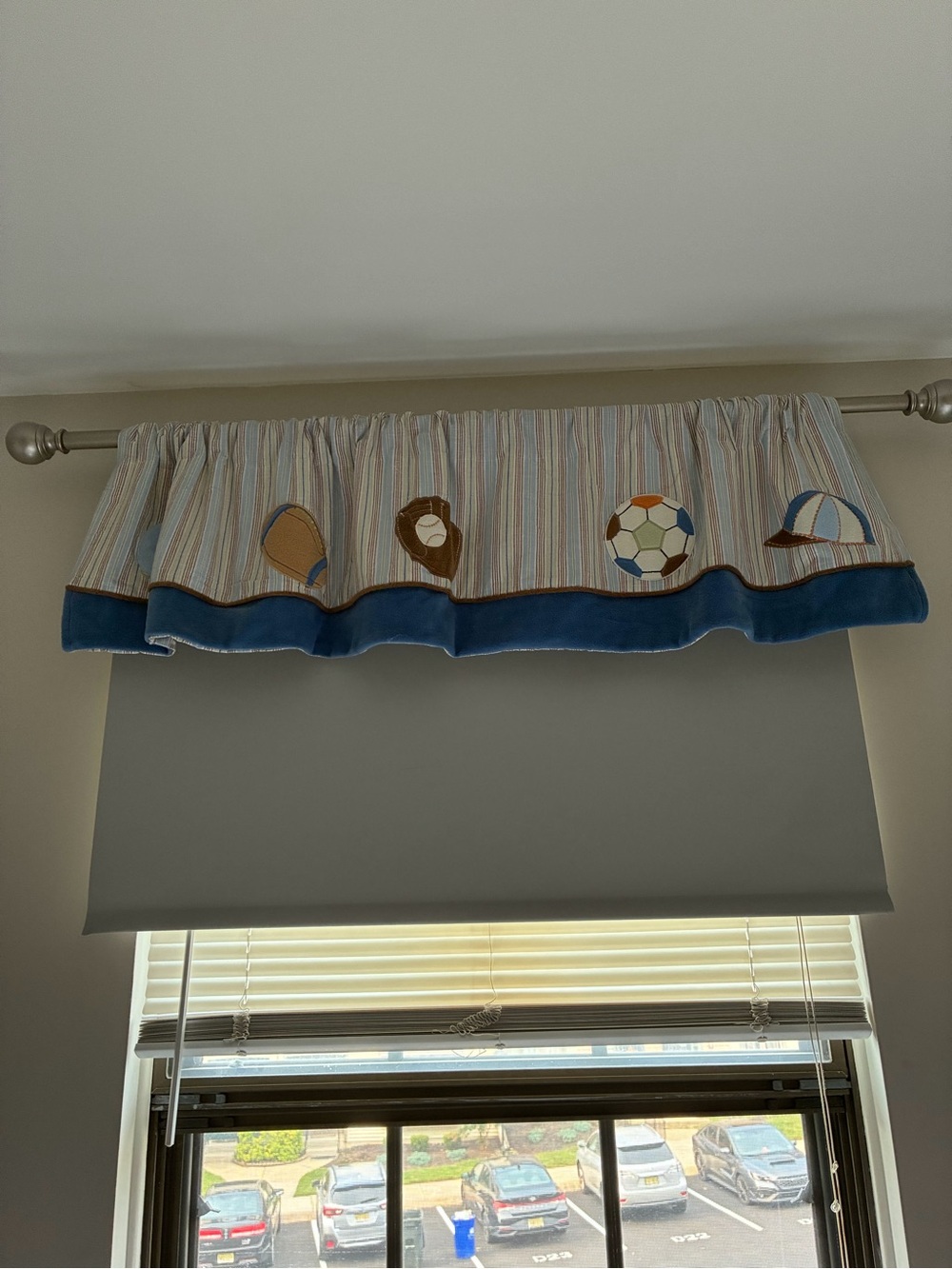 Striped Sports Window Valance in Blue